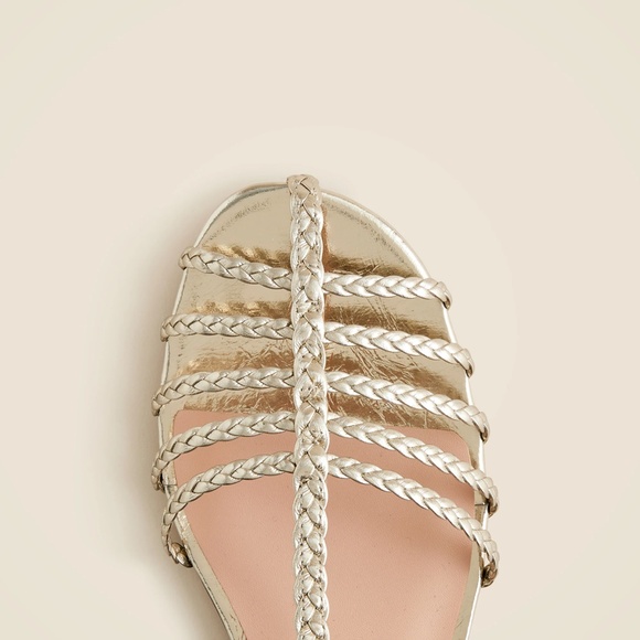New JCREW Size 8 Braided Cage-Toe Sandals Metallic Leather White Gold $168 CK004 - Picture 3 of 8